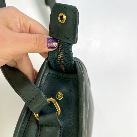 Coach Taylor Zip Bag 9944 Bottle Green Leather Handbag Crossbody Vintage - Picture 9 of 15